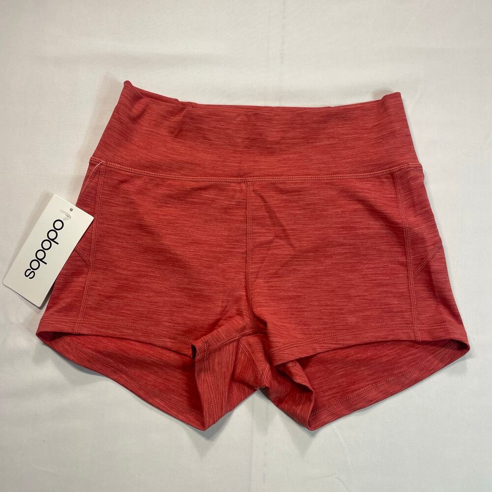 Ododos Womens Space Dye Hot Coral Activewear yoga Bike Shorts Size Medium
